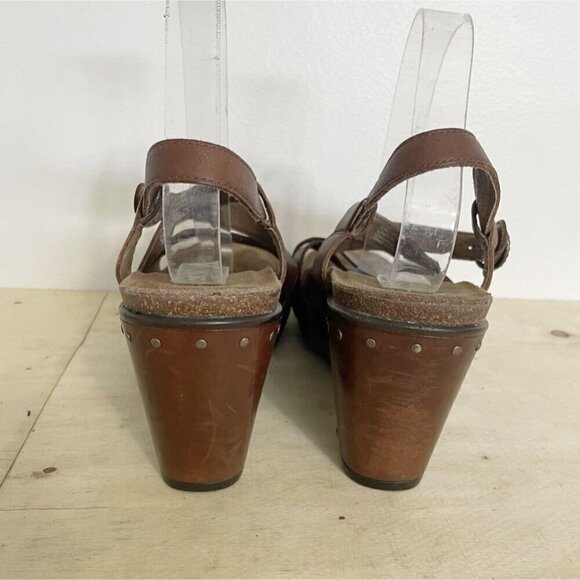 Dansko Size 40 10 Wedge Sandal Comfort Shoe Brown Strappy - Picture 5 of 8